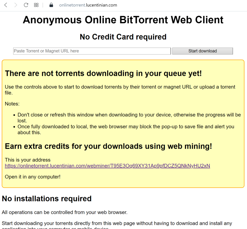 Anonymous Online BitTorrent Web Client by Lucentinian Works Co Ltd