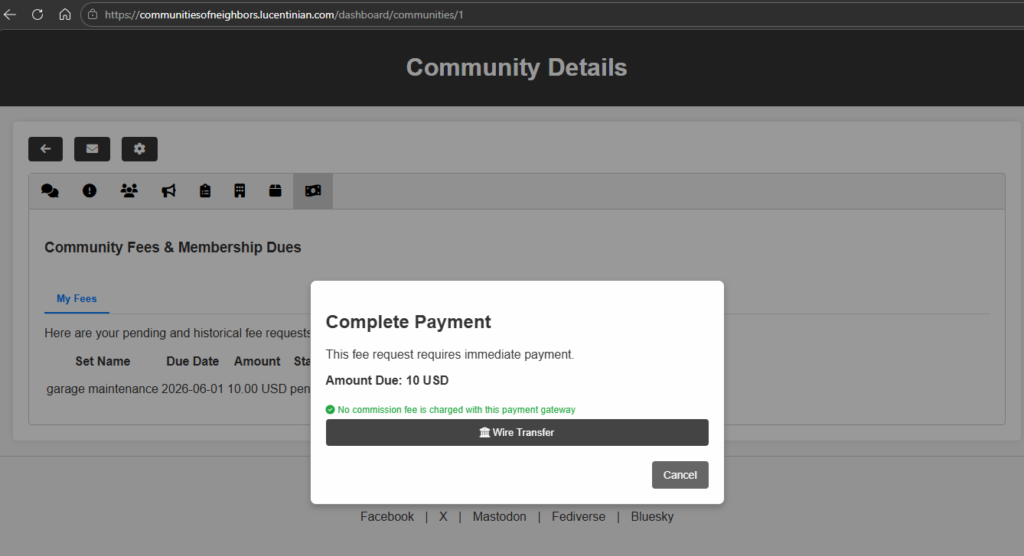 Pay Community Fees & Membership Dues