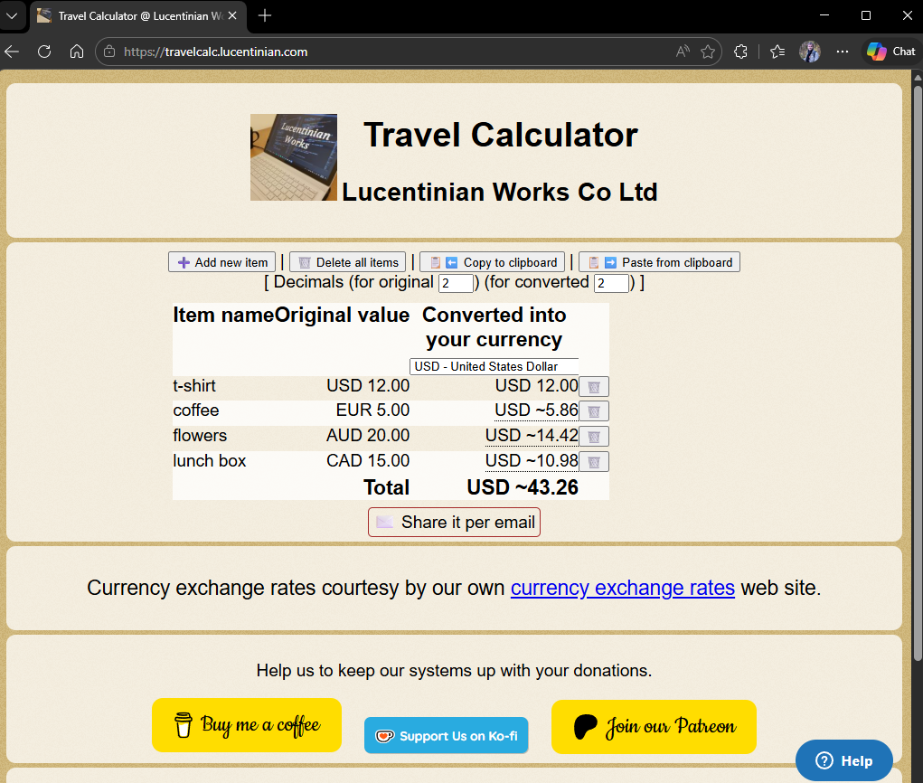 Travel Calculator